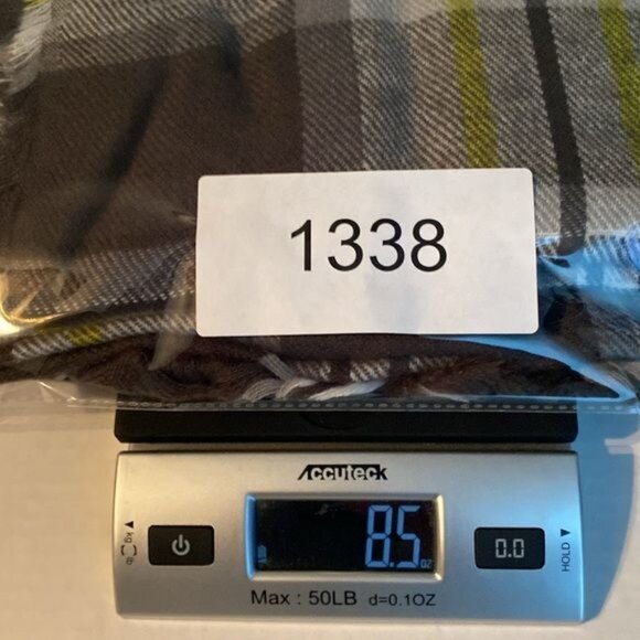 Express Plaid Print Scarf Wrap Academia Grey Yellow Cabincore Yellow Brown Boho - Picture 7 of 7